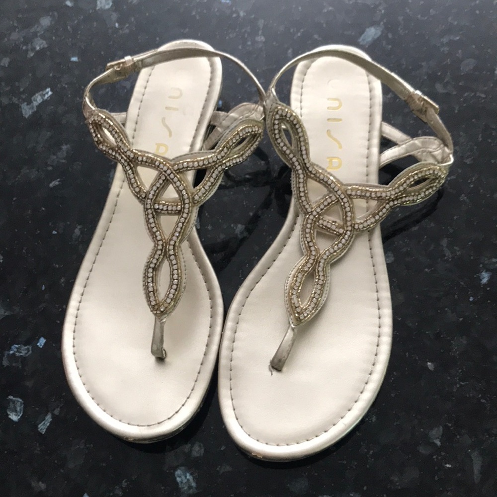 Rhinestone braided gold sandals